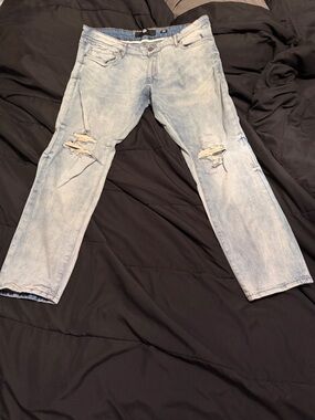 Jordan Craig Light Wash Distressed Slim Straight Jeans